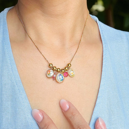 Vintage Flower Charms Necklace