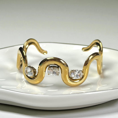 Infinity Twist Zirconia Bangle Bracelet