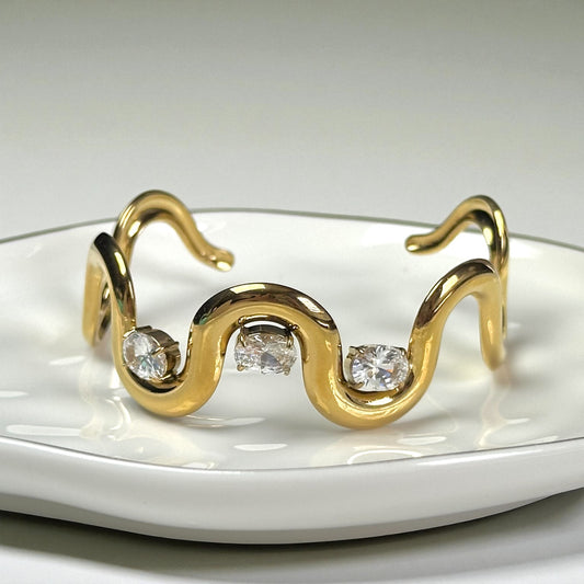 Infinity Twist Zirconia Bangle Bracelet