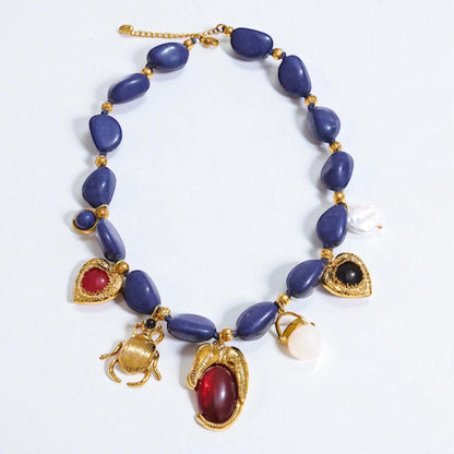 Insect Charm Blue Necklace