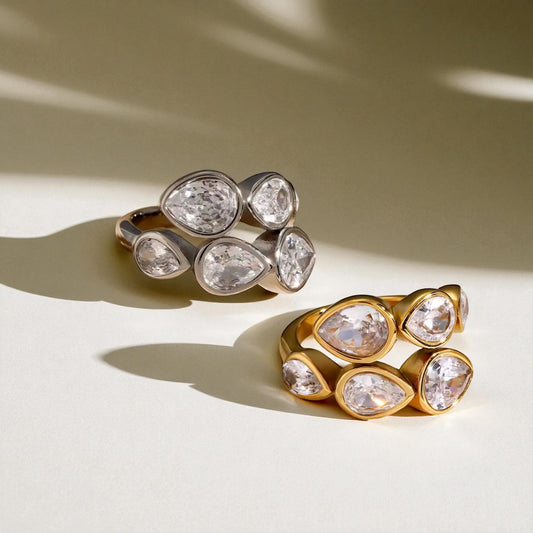 Tear Drops Cz Ring