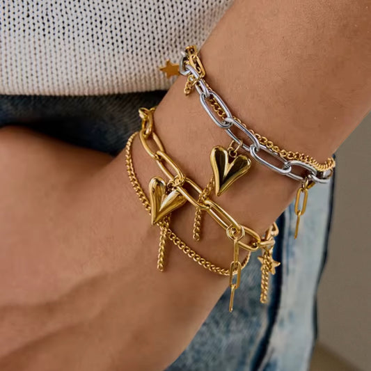 Heart Star Chains Bracelet