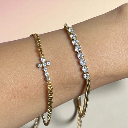 Dainty Cz Cross Bracelet