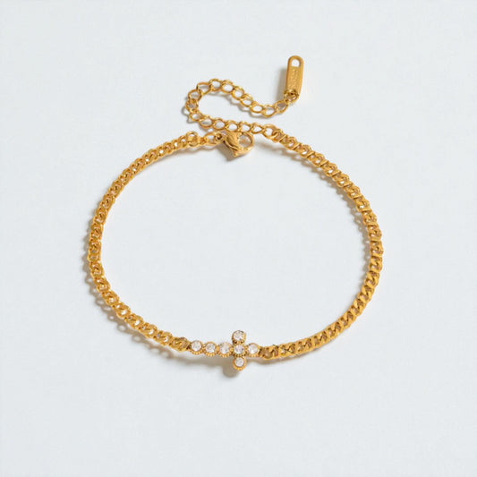 Dainty Cz Cross Bracelet