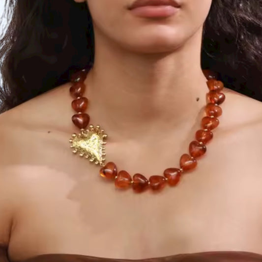 Amber Heart Necklace