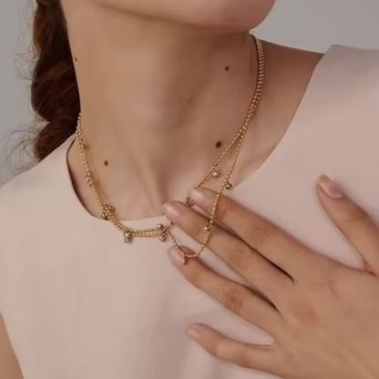 Zirconia Beads Double Necklace