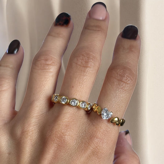 Heart & Crystal Band Ring