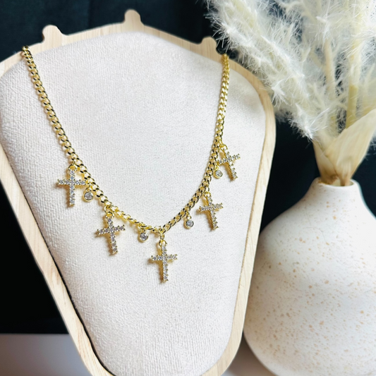Multi Zircon Cross Necklace