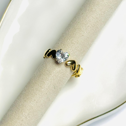 Heart & Crystal Band Ring